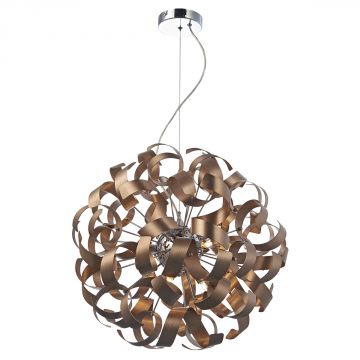 Brushed Satin Copper Twisted Metal 9 Light Single Pendant ID Large View