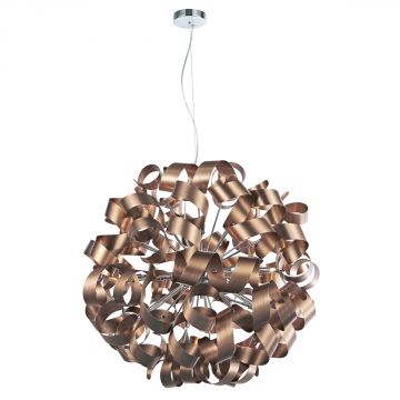 Brushed Satin Copper Twisted Metal 12 Light Single Pendant ID Large View