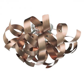 Brushed Satin Copper Twisted Metal Flush Ceiling Light ID Large View