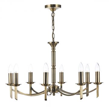 Antique Brass Finish Dual Mount 8 Light Chandelier ID Large View