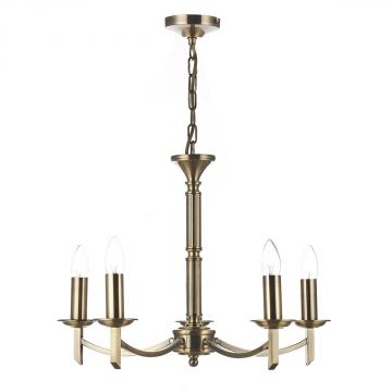 Antique Brass Finish Dual Mount 5 Light Chandelier ID Large View