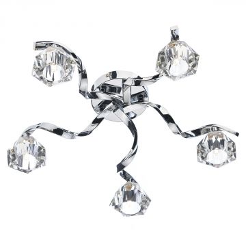 Polished Chrome and Crystal Glass Flush 5 Light ID Large View