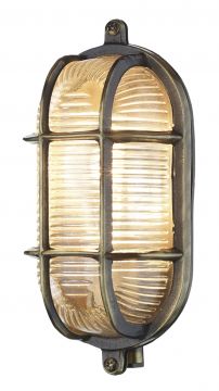 Solid Brass Oval Exterior Wall Light in an Antique Brass Finish ID Large View