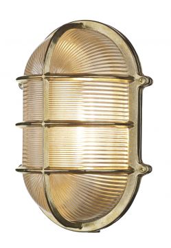 Solid Brass Large Oval Exterior Wall Light in a Brass Finish ID Large View