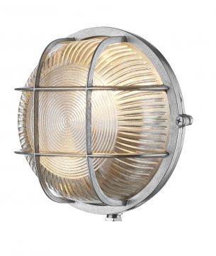 Solid Brass Round Exterior Wall Light in a Nickel Finish ID Large View
