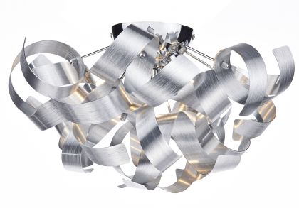 Brushed Aluminium Twisted Metal Flush Ceiling Light ID Large View