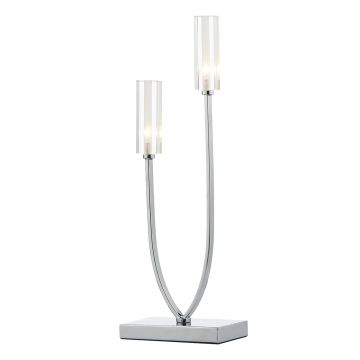 Polished Chrome 2 Arm Table Lamp with Glass Shades - DISCONTINUED Large View