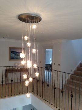 A Stunning Bespoke Italian Ceiling Light with Ribbed Glass ID   Large View