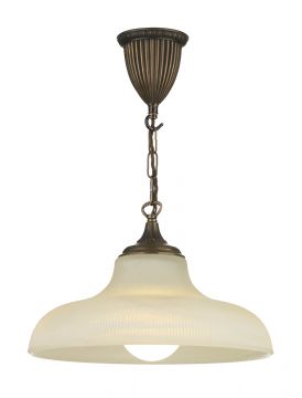 Bronze and Satin Ribbed Glass Shade Single Pendant ID Large View