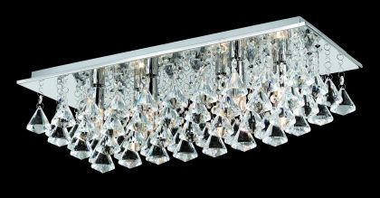 Polished Chrome and Crystal Rectangular Flush Ceiling Light ID Large View