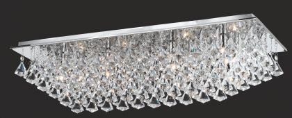 Polished Chrome and Crystal Rectangular Flush Ceiling Light ID   Large View