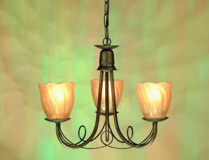 Traditional 3 Arm Ceiling Light finished in Black Gold ID Large View