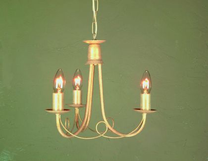 Traditional 3 Arm Ceiling Light finished in Ivory gold ID Large View