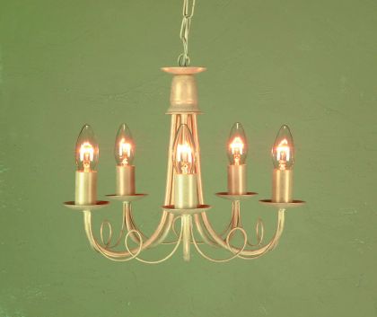 Traditional 5 Arm Ceiling Light finished in Ivory Gold ID  Large View