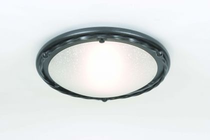 Hand Forged Iron Flush Ceiling Light finished in Black ID  Large View