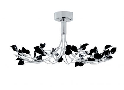 Modern Semi-Flush Ceiling Light with Black Glass Leaves ID Large View