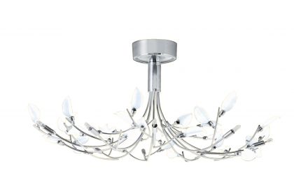 Modern Semi-Flush Ceiling Light with White Glass Leaves ID Large View