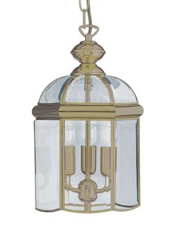 Antique Brass Lantern Ceiling Light with Bevelled Glass iD  Large View