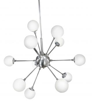 Unusual Satin Silver Ceiling Light with White Frosted Glass - DISCONTINUED Large View