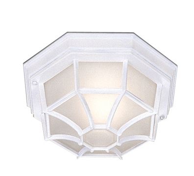 Outdoor Flush Ceiling Light in White with Frosted Glass ID Large View