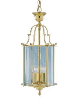 Polished Brass Lantern Style Ceiling Light with 3 Lamps - DISCONTINUED Large View