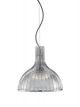 Stylish Single Ceiling Pendant with a Clear Ribbed Glass - DISCONTINUED Large View