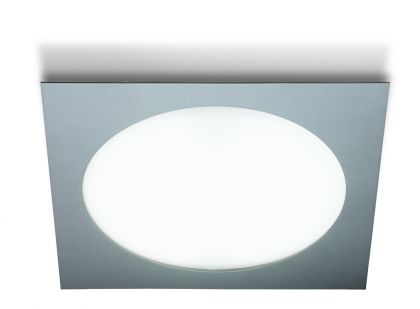 Brushed Aluminium and Glass 39cm Flush Ceiling Light  - DISCONTINUED Large View