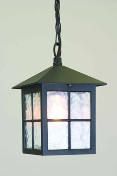 Black Square Frame and glass Outdoor Ceiling Pendant ID Large View