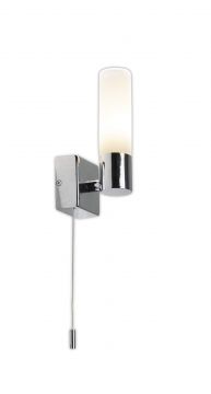 Single Chrome Bathroom Wall Light with Opal Glass - DISCONTINUED Large View