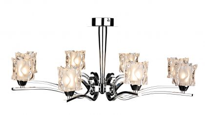 Semi flush 8 arm ceiling light in chrome with chunky glass - DISCONTINUED Large View