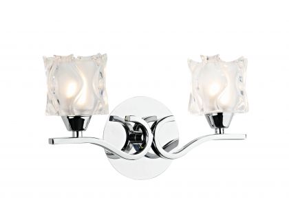 Double arm wall light in chrome with chunky modern glass - DISCONTINUED Large View