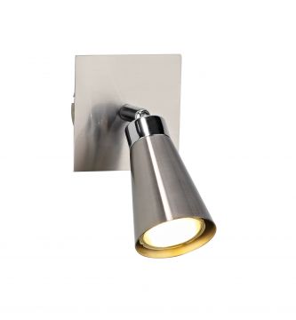 Satin silver and chrome low energy adjustable single spotlight - DISCONTINUED Large View