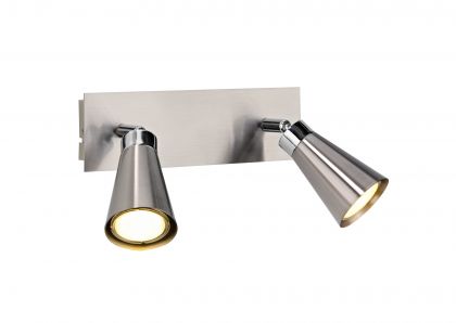 Double head low energy adjustable spotlights in satin silver - DISCONTINUED Large View