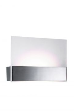 Satin Silver Modern Wall Light with Flat Frosted Glass - DISCONTINUED Large View