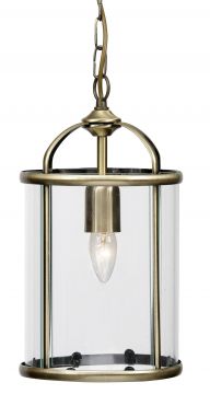 Small Clear Glass Hanging Lantern in Antique Brass finish ID Large View