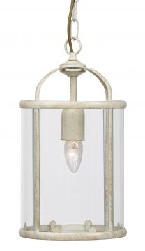 Small Clear Glass Hanging Lantern in Cream Gold  ID  Large View