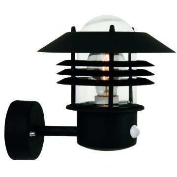 Modern Outdoor Wall Light in Black with PIR Sensor ID Large View