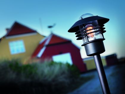 Modern outdoor post light finished in black ID Large View