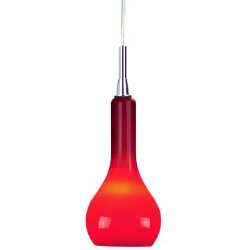 Compact Red Glass Single Pendant with Chrome Detail ID Large View