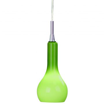 Compact Green Glass Single Pendant with Chrome Detail ID Large View