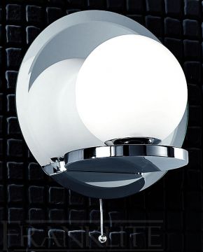 Bathroom wall light with glass globe and mirrored back - DISCONTINUED Large View