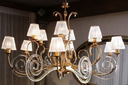 Large Italian chandelier finished with gold and crystal ID Large View