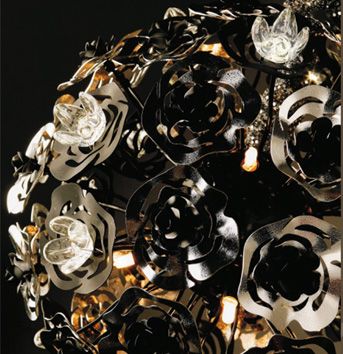 Stunning floral design Italian chandelier in silver and black ID Large View