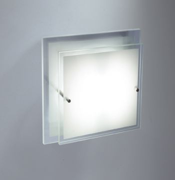 Square halogen wall light with flat frosted glass - DISCONTINUED Large View