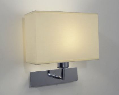 Chrome wall light with rectangular cream cotton shade ID Large View