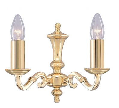 Double Georgian Wall Light in Solid Polished Brass ID Large View