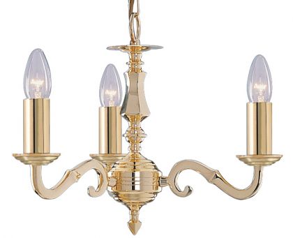 Solid Brass 3 Arm Ceiling Light in a Georgian Style ID Large View