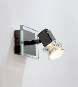 A single spotlight in black chrome with chunky glass - DISCONTINUED Large View