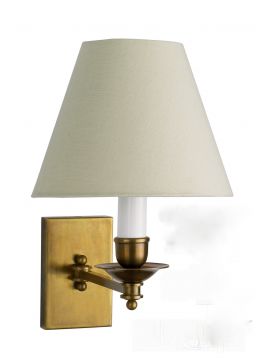 Fixed arm antique brass wall light with shade ID Large View