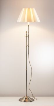 Traditional Floor Lamp in Antique Brass with Cream Shade - DISCONTINUED Large View